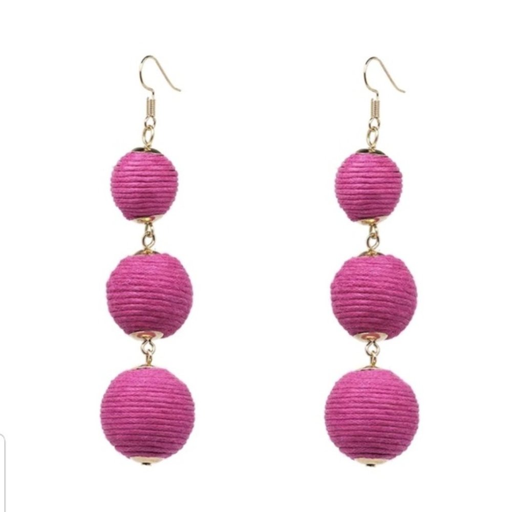 Boho Bohemian Tassel Three Large Ball Long Earring